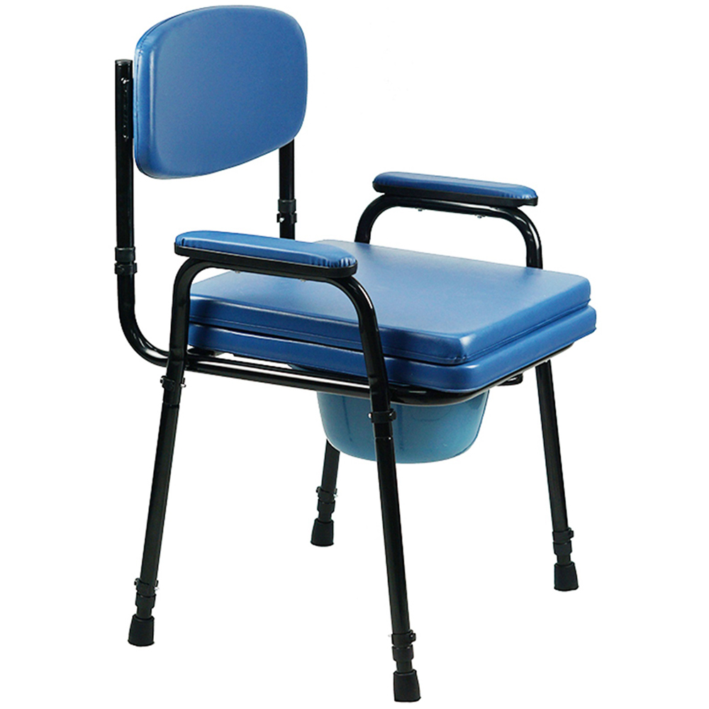 Gr8 Home Height Adjustable Padded Steel Commode Toilet Chair and Pan Image 3