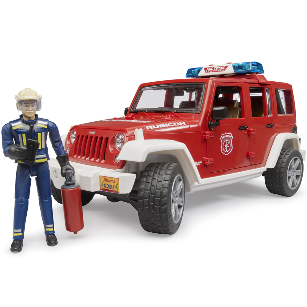 Bruder Jeep Wrangler Unlimited Rubicon Fire Dept Vehicle with Fireman Figure Image 3