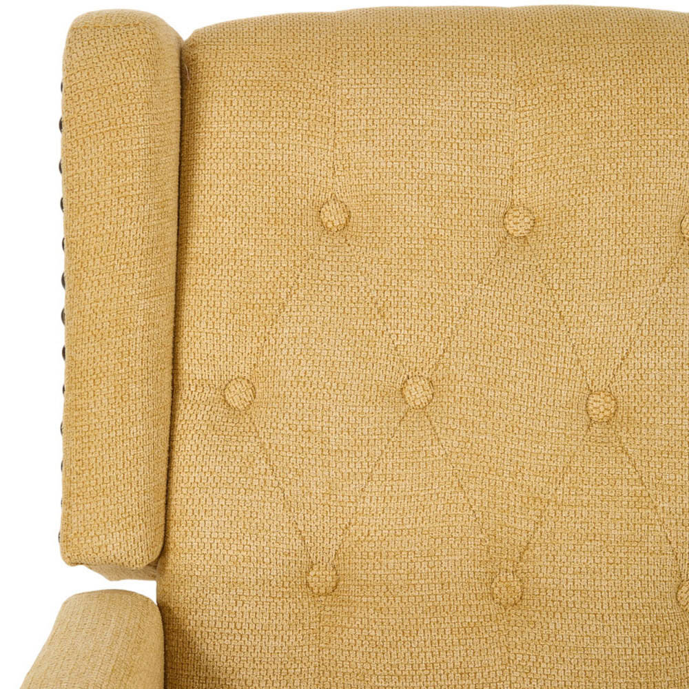 Living and Home Yellow Chenille Pushback Recliner Chair with Footstool Image 5