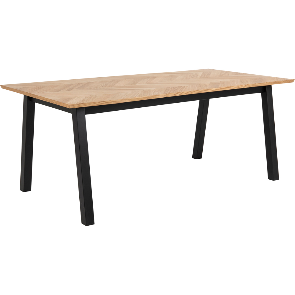 Florence Brighton 6 Seater Herringbone Effect Dining Table Oak Image 2