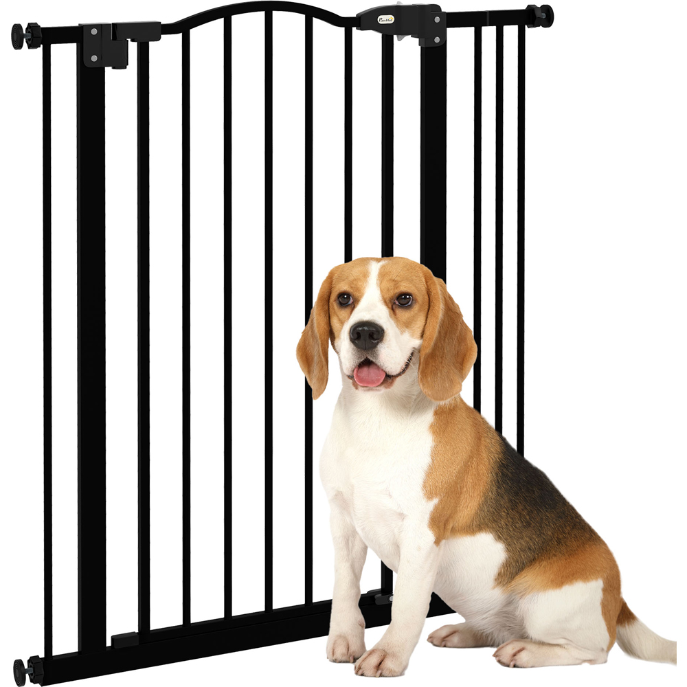 PawHut Black 74-87cm Adjustable Metal Pet Safety Gate Image 3