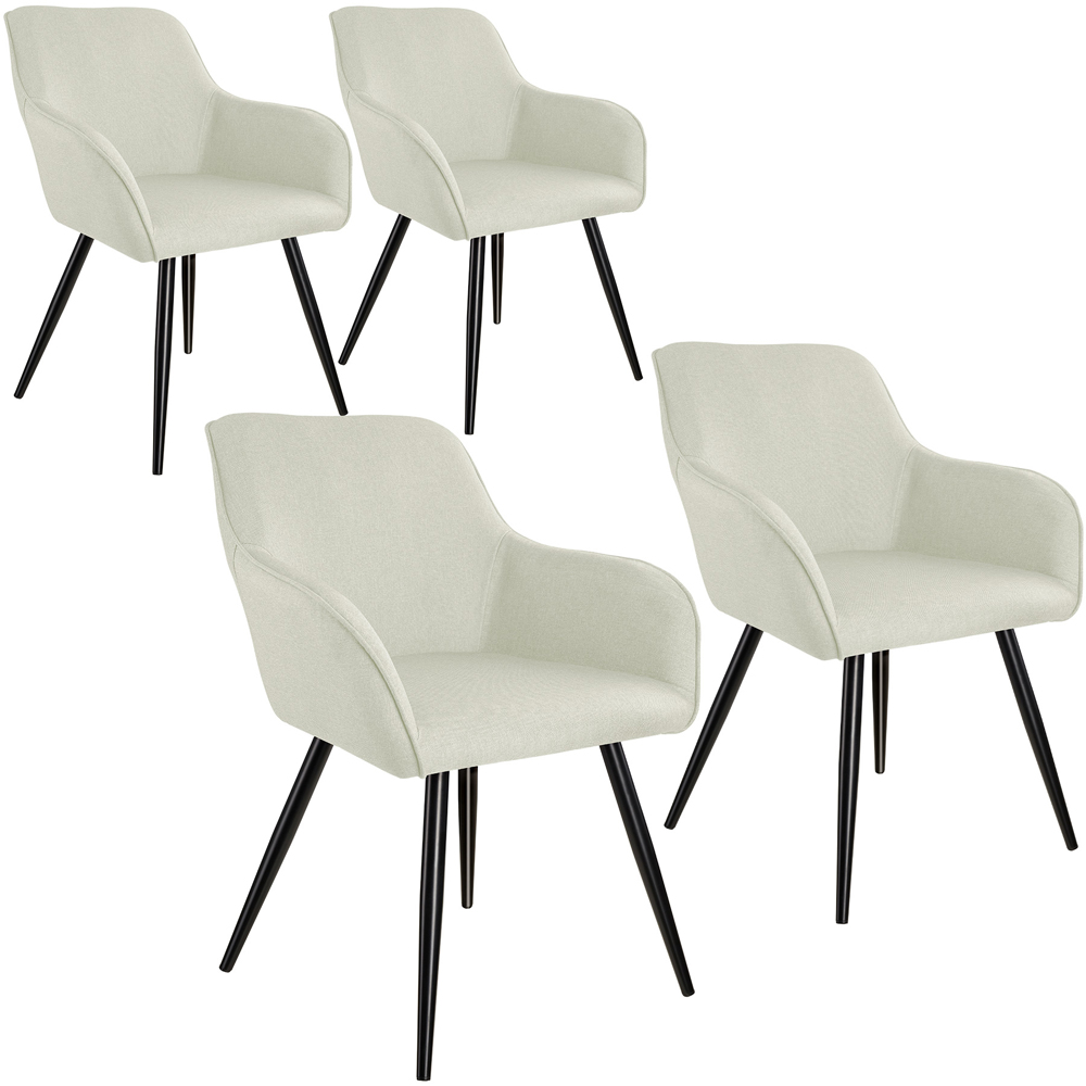 tectake Marilyn Set of 4 Cream Padded Chair with Black Steel Legs Image 2