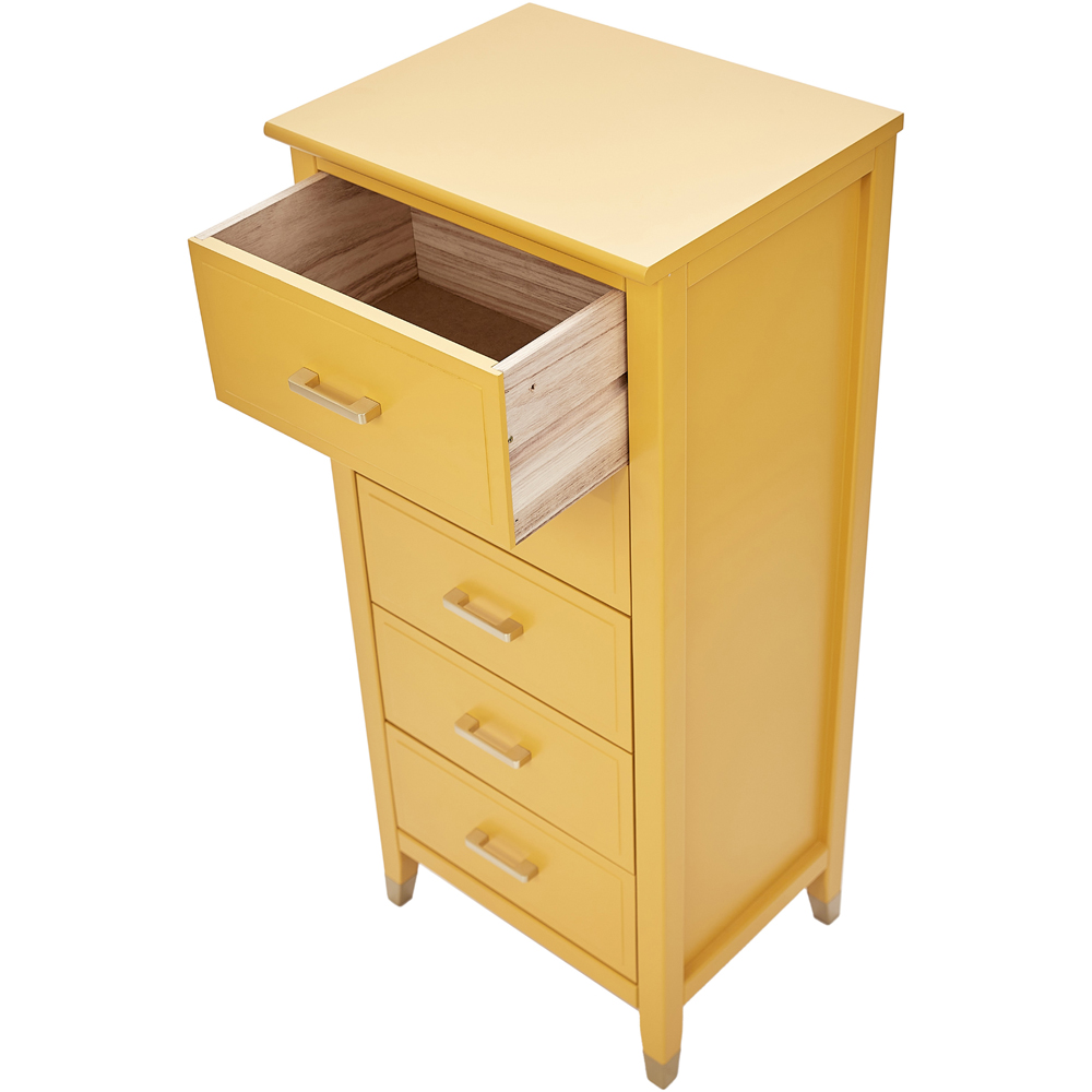 Palazzi 5 Drawer Mustard Narrow Chest of Drawers Image 5