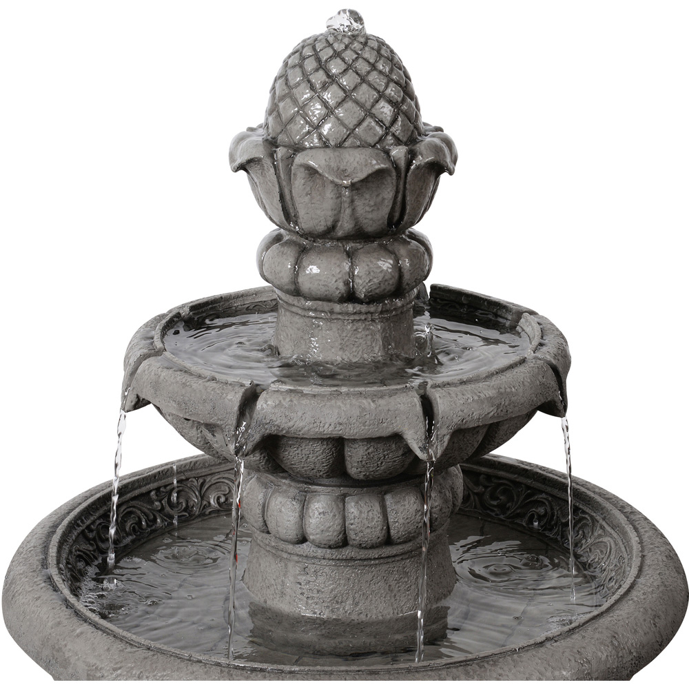 Teamson Home 2-Tier Light Grey Birdbath Water Fountain 99cm Image 5