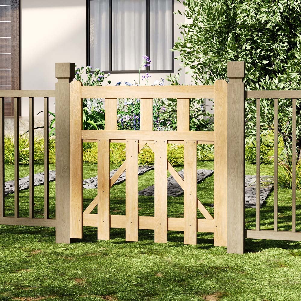 Outdoor Triangular Support Wooden Nature Garden Fence Door, 90 x 90 x 2.5cm Image 2