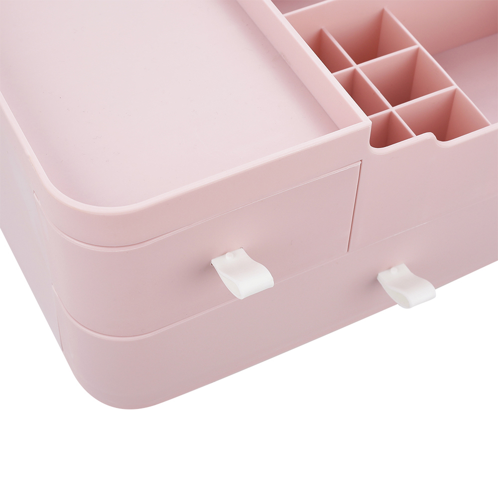 Living and Home 2 Drawer Pink Plastic Desktop Makeup Organiser Image 6