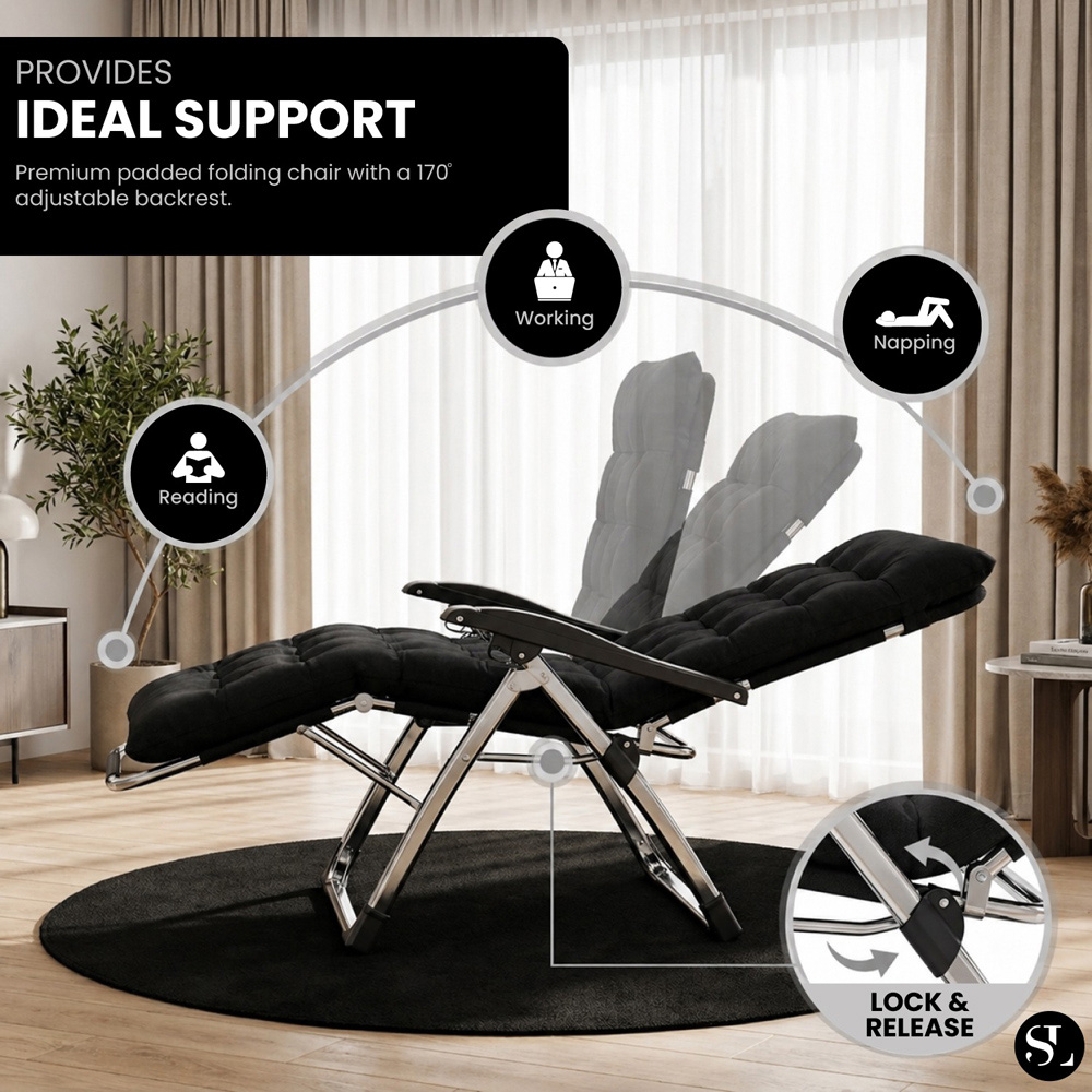 Smart Living Black Zero Gravity Chair with Cushion and Pillow Image 4