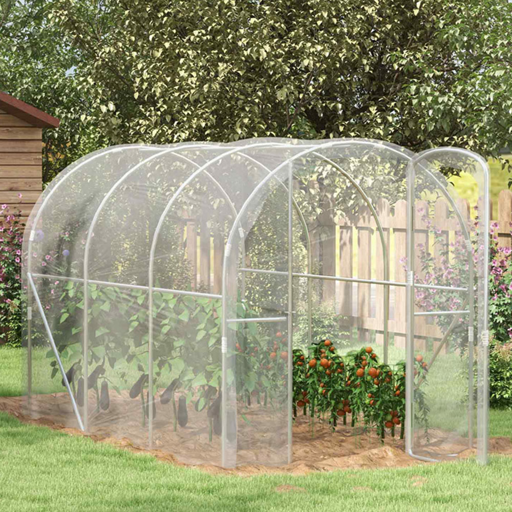 Outsunny Clear PE Steel 6.5 x 9.8ft Polytunnel Greenhouse Image 2