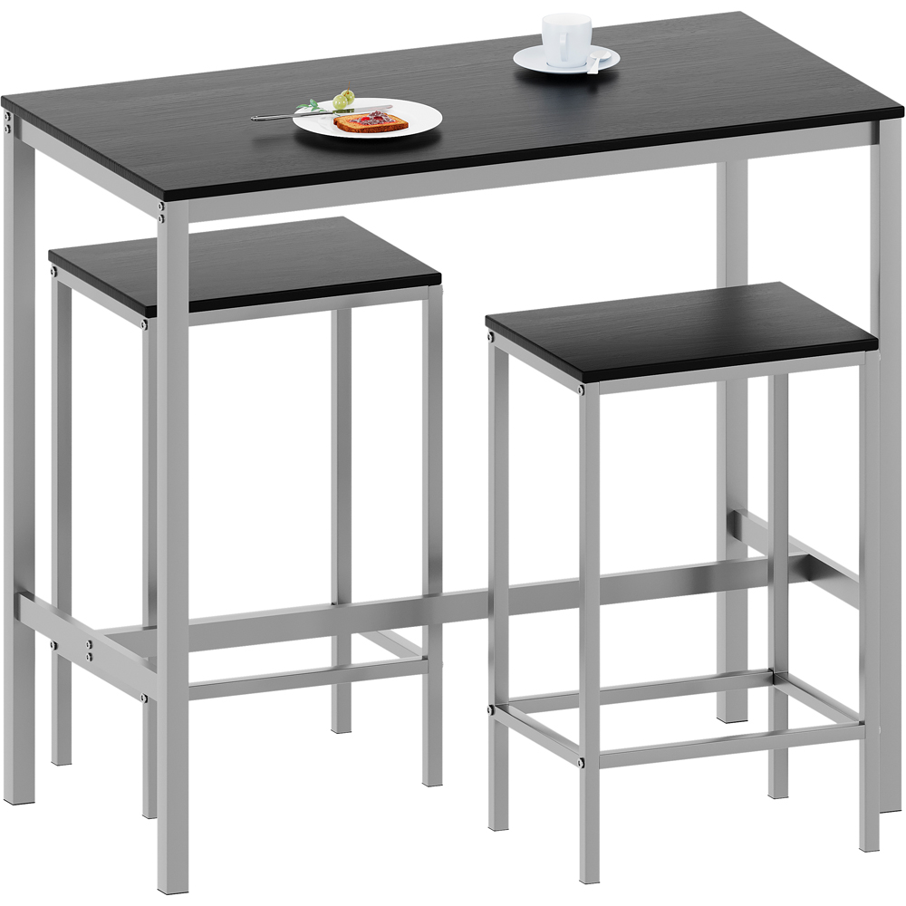 Vida Designs Roslyn 2 Seater Metal Frame Breakfast Table Set Black Image 2