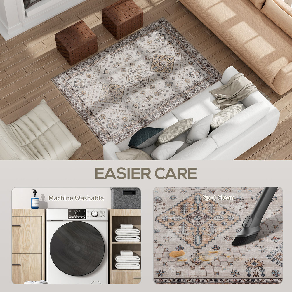 HOMCOM Beige Flannel Non Slip Rug 120 x 170cm Image 5