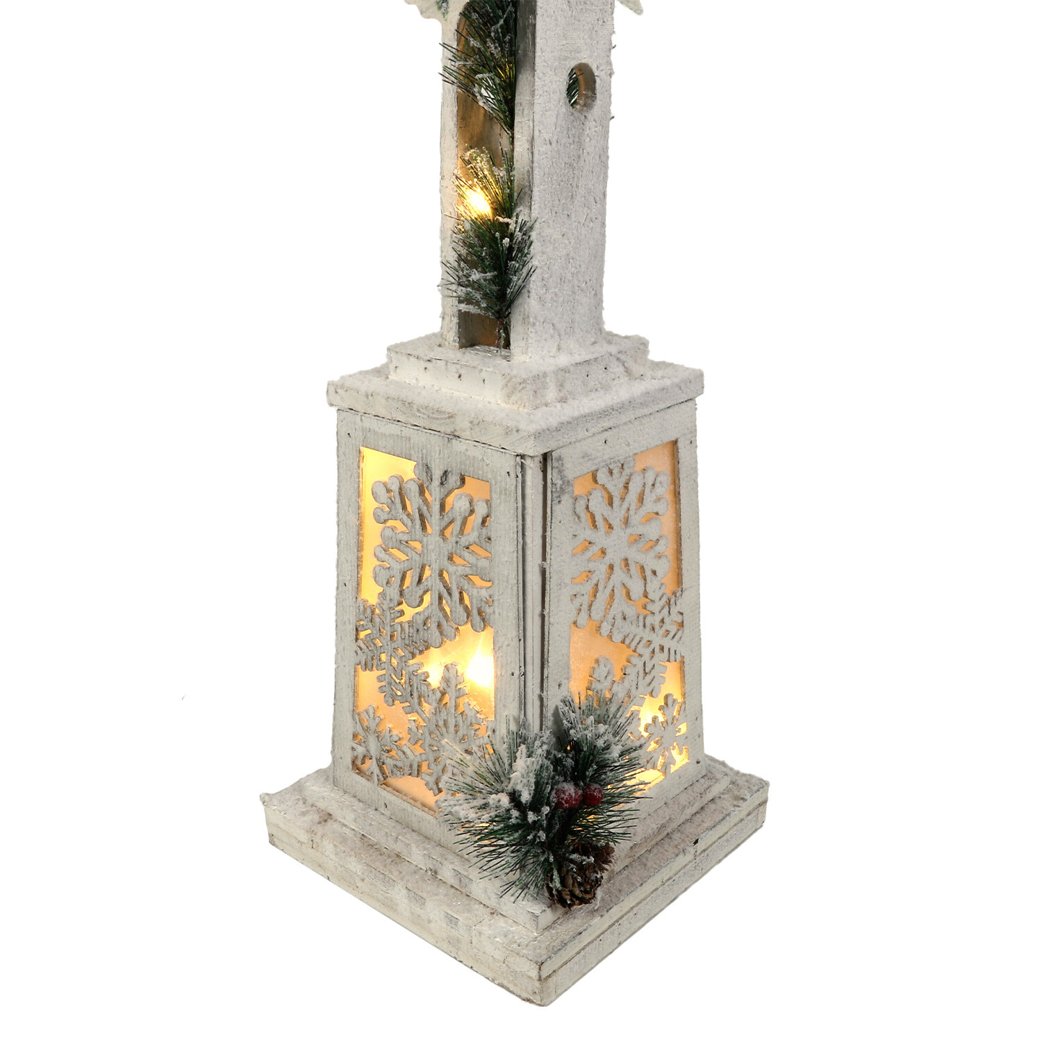 Frosted Fairytale White Snowy Wood Lantern Decoration Ornament Image 5