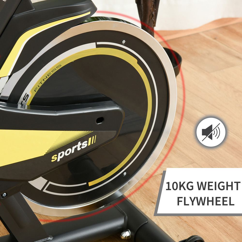 HOMCOM Black and Yellow Adjustable Resistance Exercise Bike Image 7