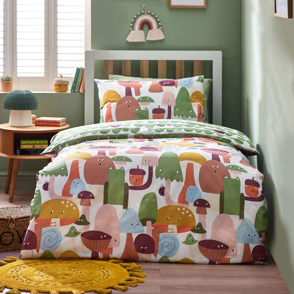 little furn. Funguys Toddler Multicolour Mushroom Duvet Cover Set Image 1