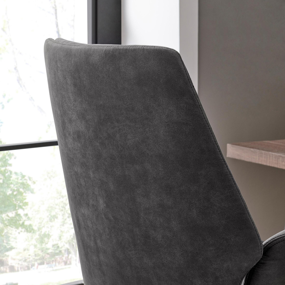 Furniturebox Omega Luxury Black Faux Leather and Silver Office Chair Image 4