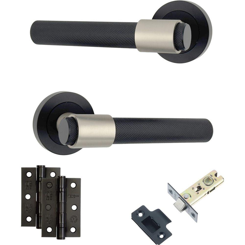 AXS Hardware Dakota Black Knurled Latch Door Handle on Rose Image 1