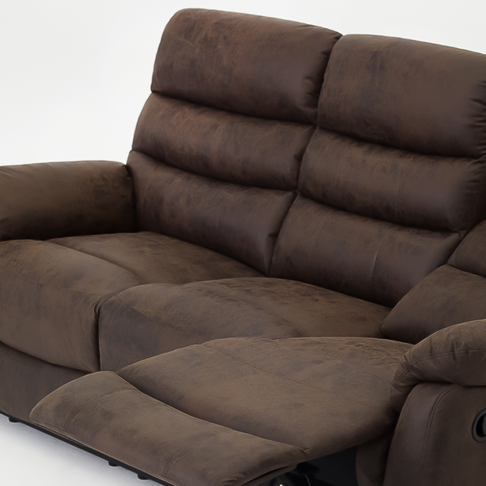 Home Detail Maxwell 3 Seater Brown Air Leather Manual Recliner Sofa Image 7