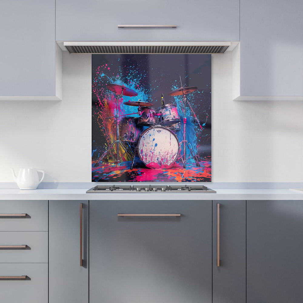 Warren Reed Designer Drumbeat Colours Glass Kitchen Splashback 65 x 70cm Image 1