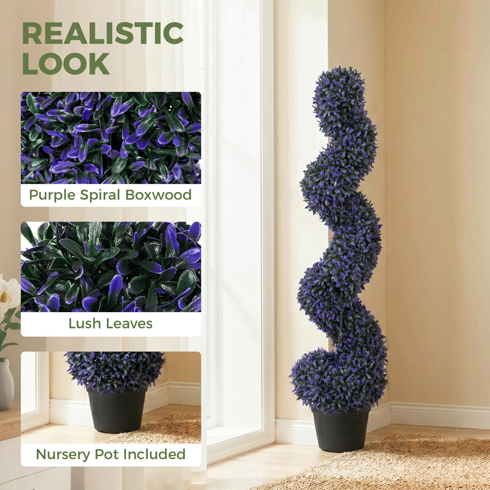 HOMCOM Artificial Boxwood Spiral Topiary Tree 120cm 2 Pack Image 7