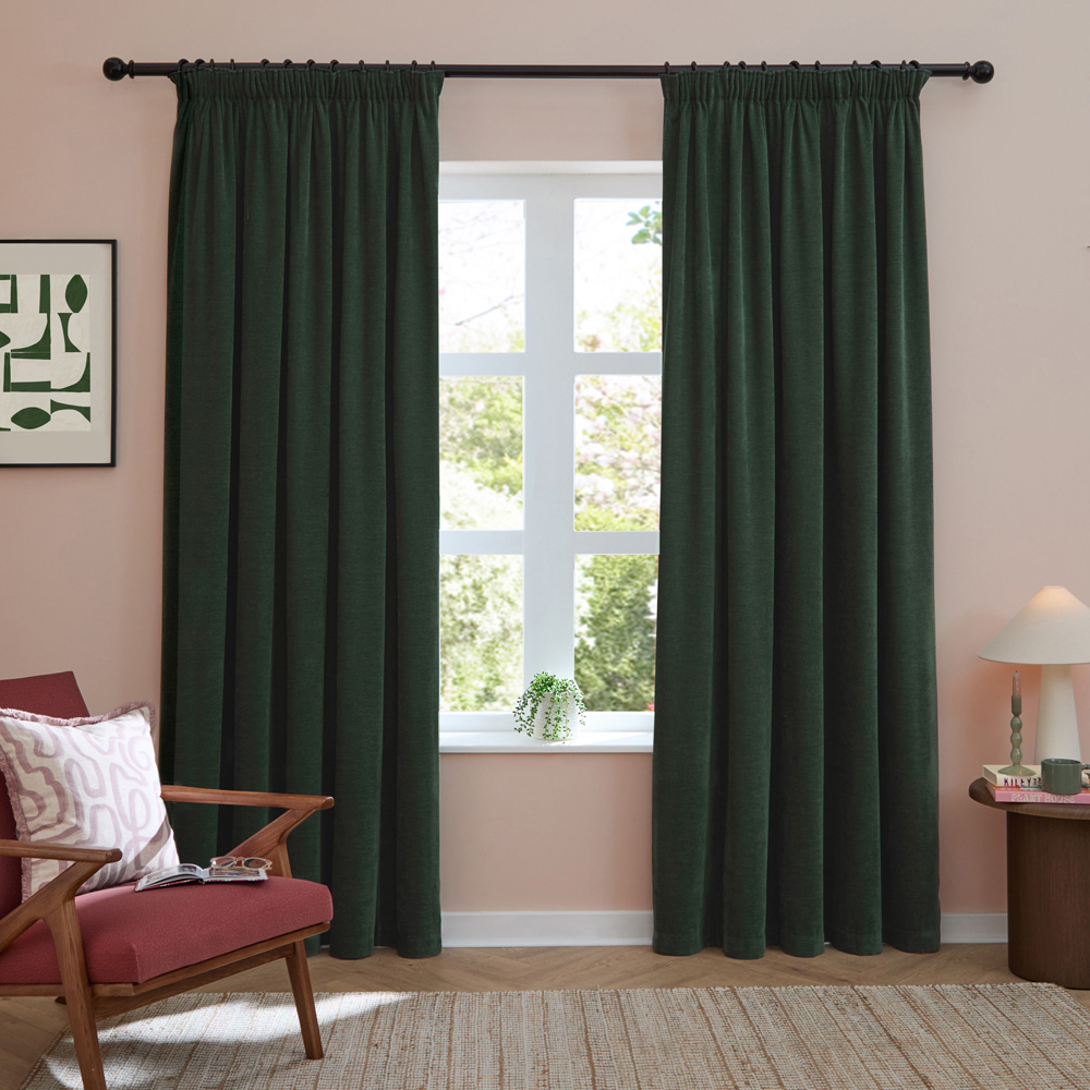 Furn Soft Chenille Bottle Blackout Pencil Pleat Curtains 168 x 137cm Image 4