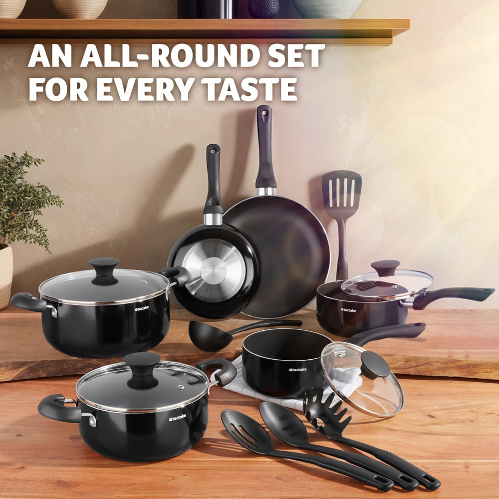 Tectake Varese 15 Piece Black Pan Set Image 8