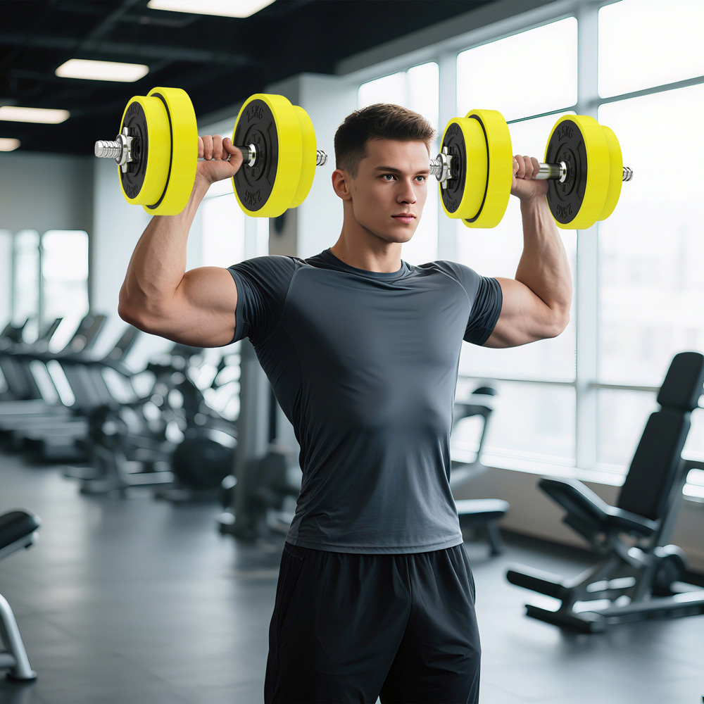 HOMCOM 2-in-1 Adjustable Barbell Dumbbells Weight Set 20kg Image 2