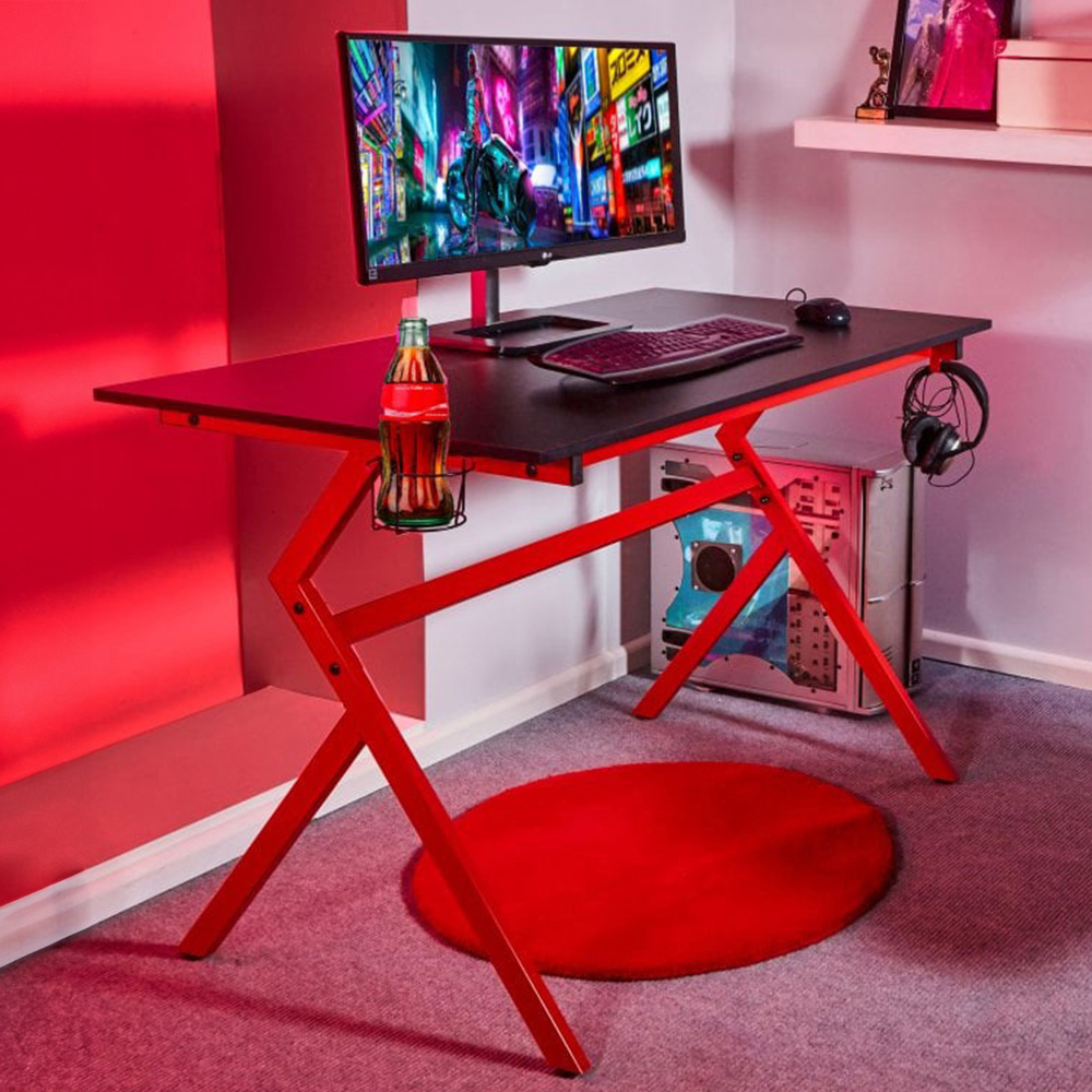 Neo Ergonomic Computer Gaming Desk Red Image 1