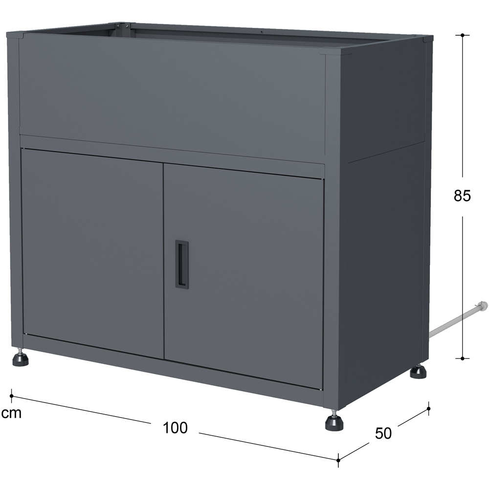 Trimetals 2.7 x 3.2ft Anthracite Raised Planter with Storage Cupboard Image 8