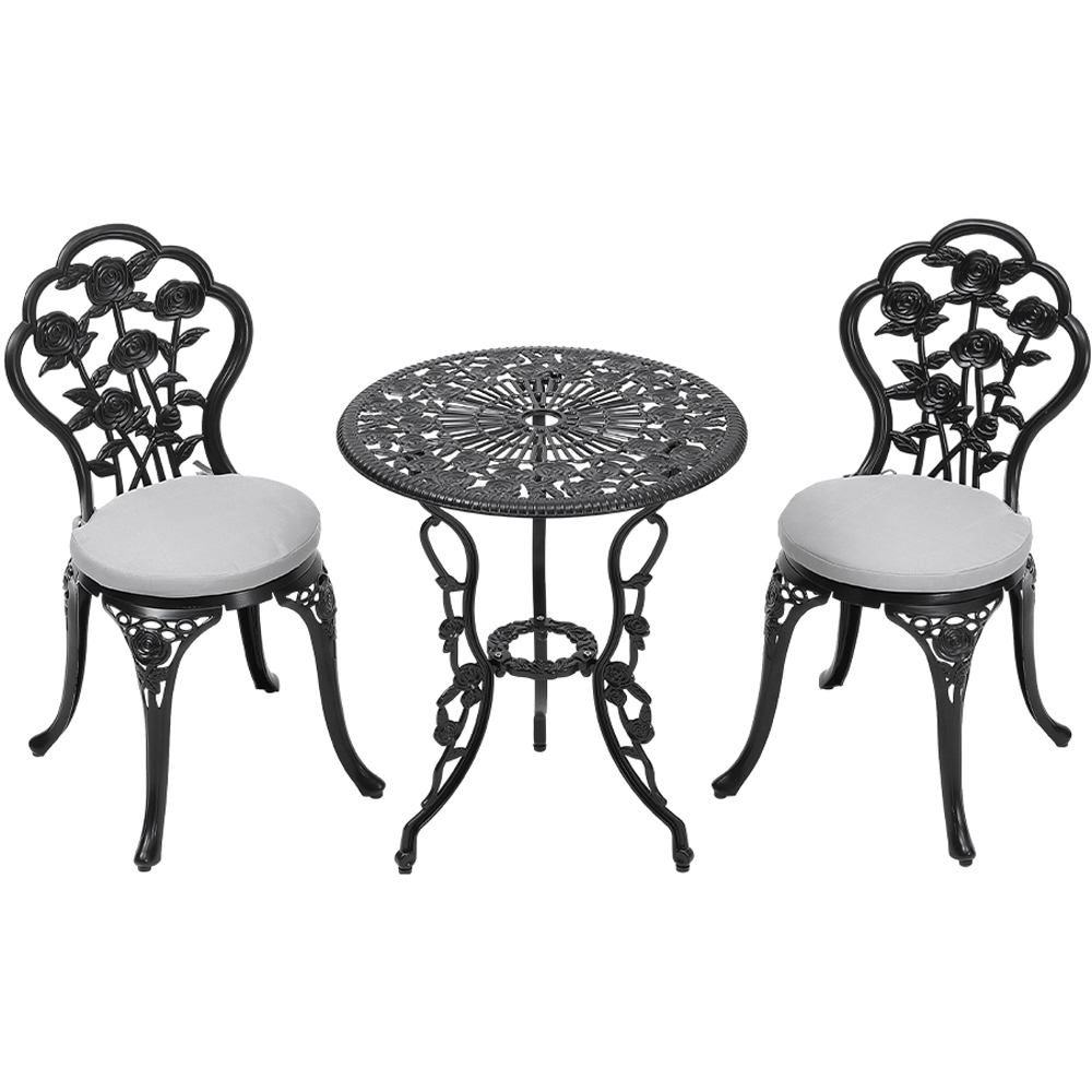 Living and Home 2 Seater Rose Cast Aluminium Bistro Set Image 2