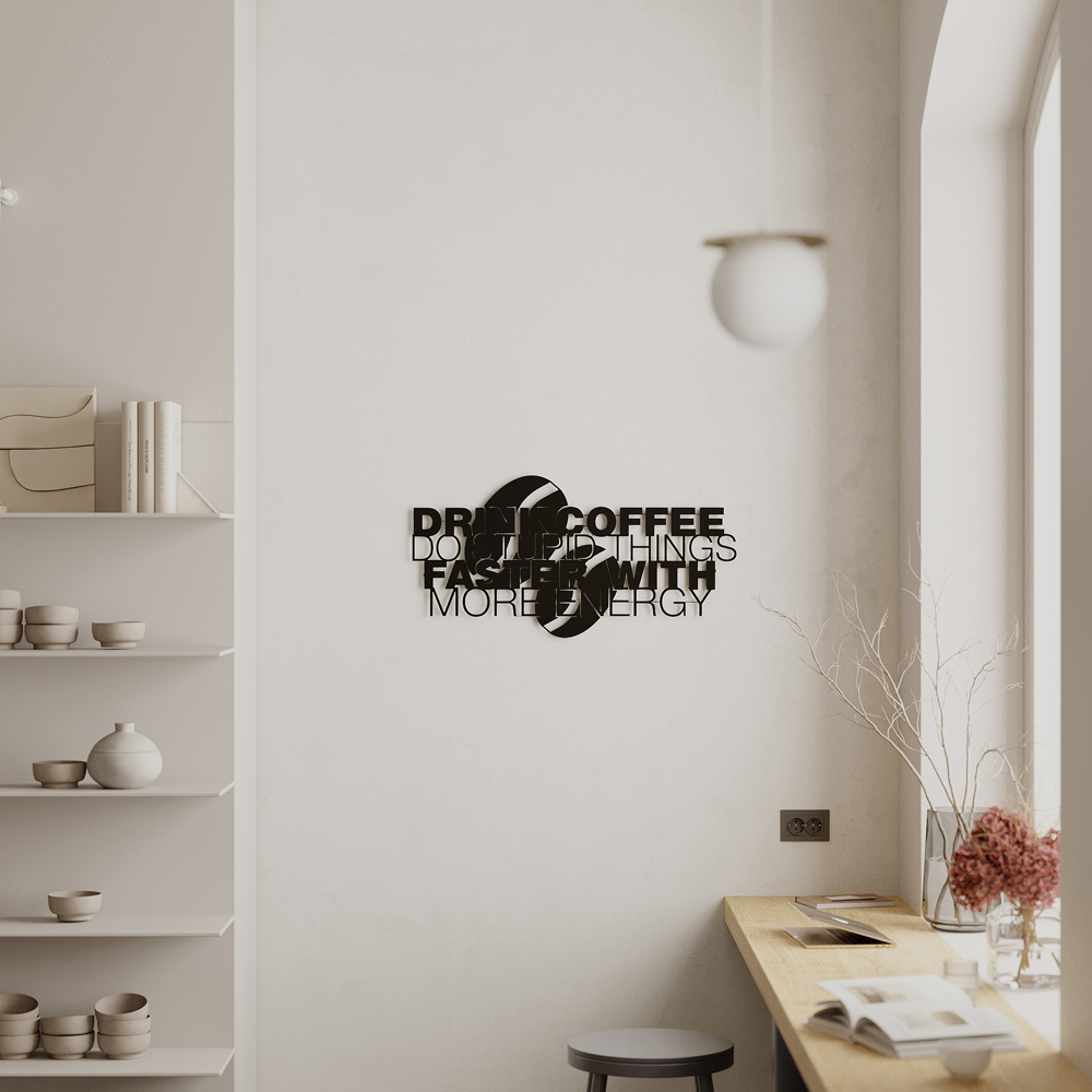 Decortie Black Metal Coffee For More Energy Wall Art Image 2