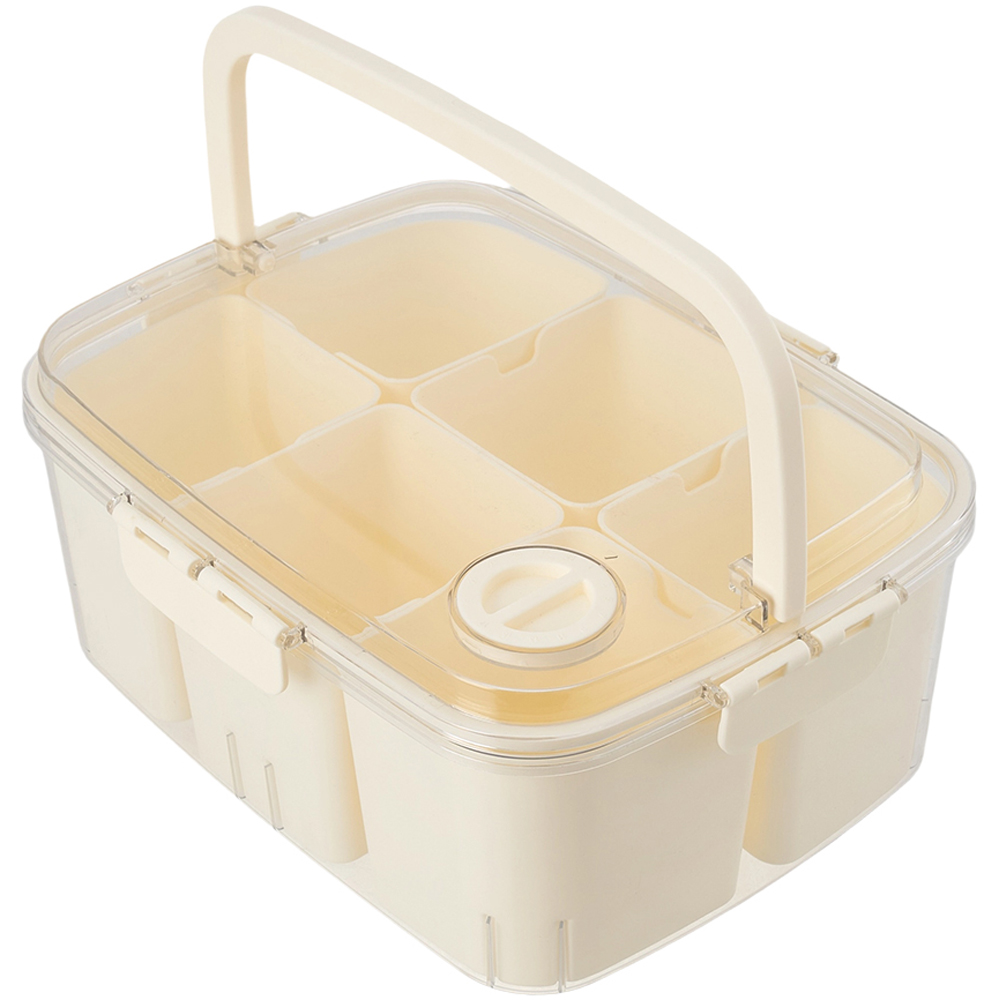 Living and Home 6 Compartment Cream Stackable Airtight Fridge Storage Container Image 3