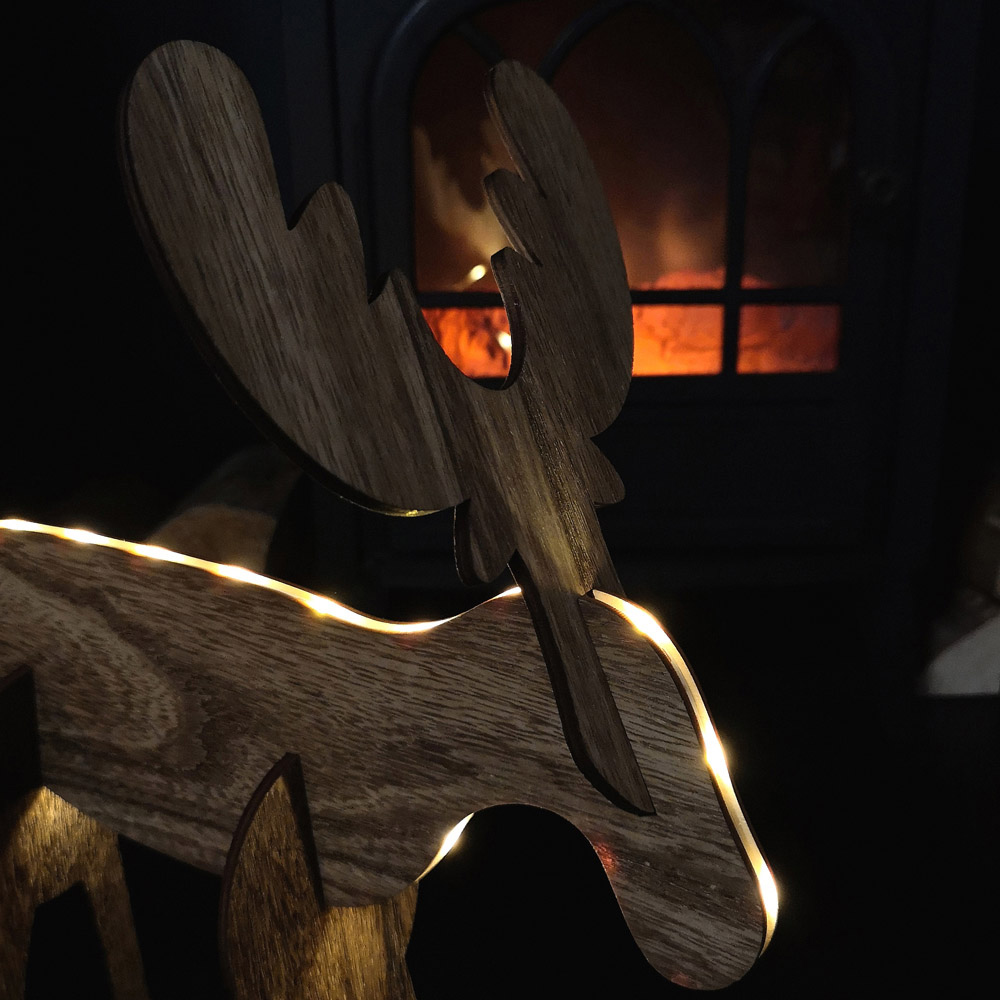 Samuel Alexander 3D Wooden Reindeer LED Christmas Decoration 39cm Image 2