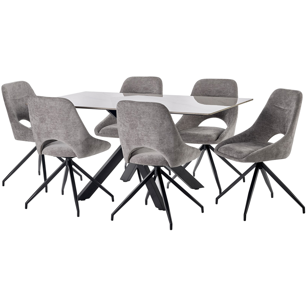 Julian Bowen Jonah Set of 2 Grey Chenille Upholstered Swivel Dining Chair Image 6