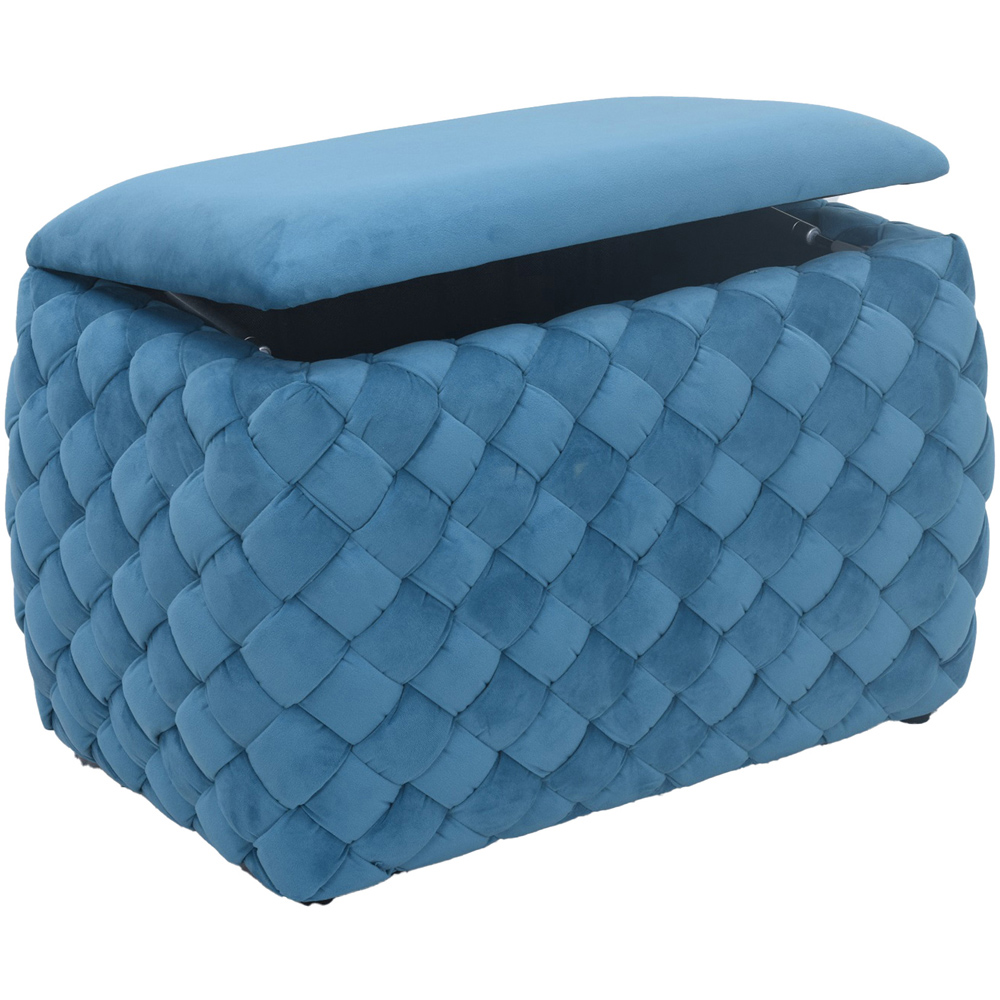 Artemis Home Plumeo Blue Velvet Storage Ottoman Image 2
