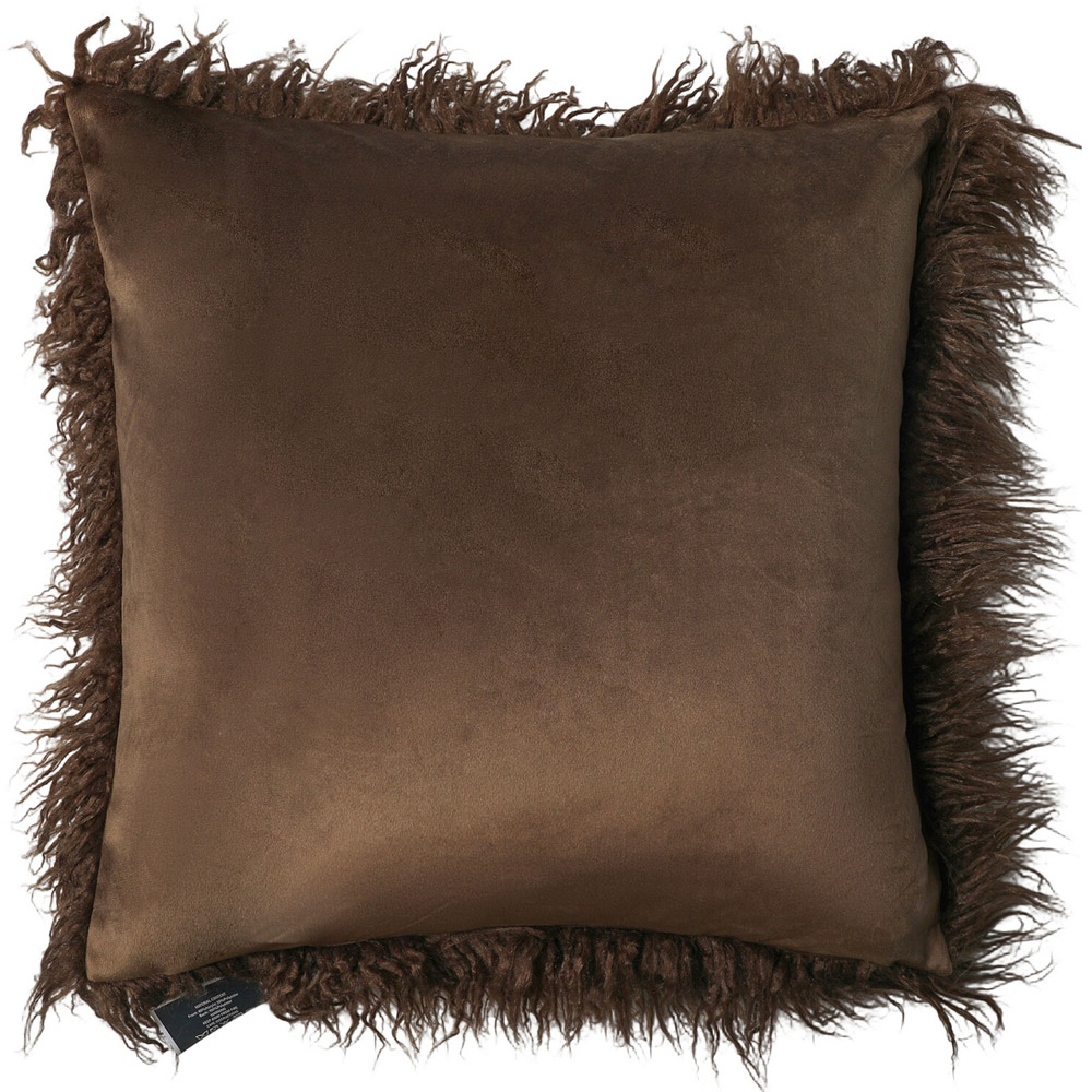 Mongolian Faux Fur Cushion Mocha Image 3