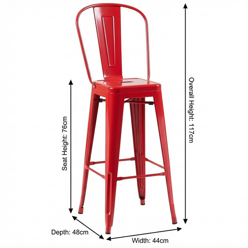 FWStyle Red Gloss Metal Bar Chair 4 Pack Image 6