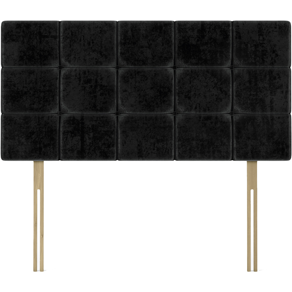 Bedmaster King Size Black Naples Velvet Pearl Squared Headboard Image 2