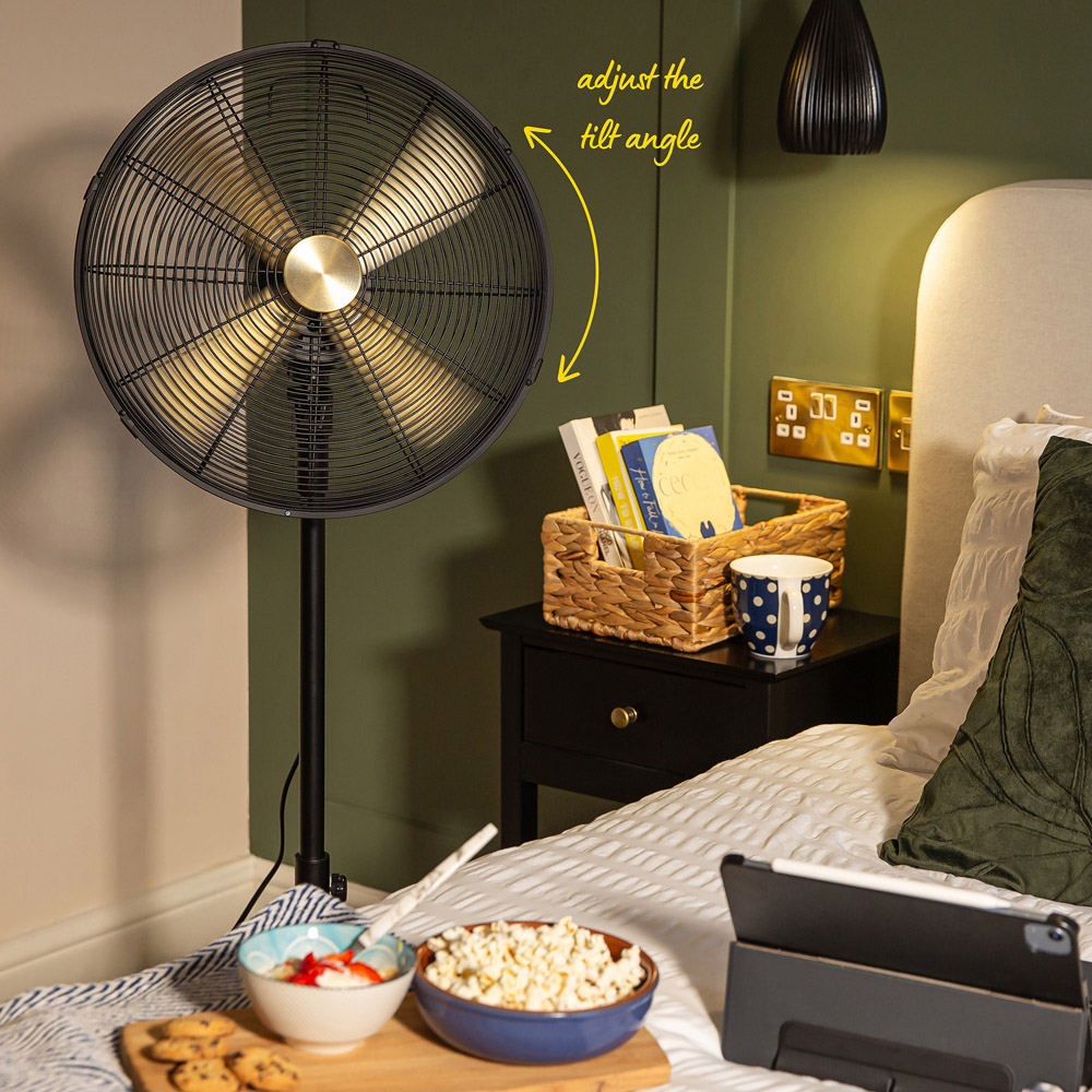 Russell Hobbs Brushed Gold and Black Oscillating Metal Pedestal Fan 16 inch Image 7