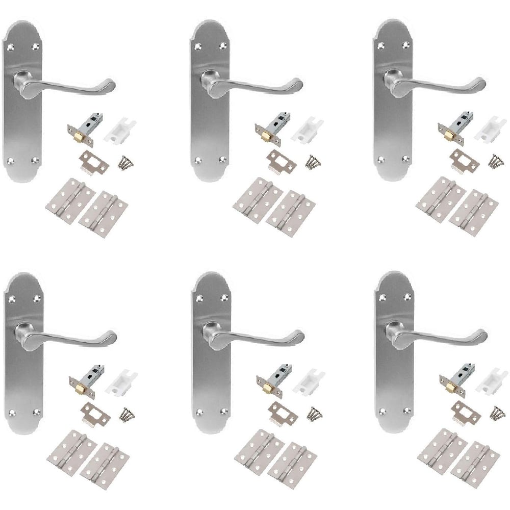 Golden Grace Brushed Satin Chrome Epsom Victorian Scroll Door Handle Pair 190 x 85mm 6 Pack Image