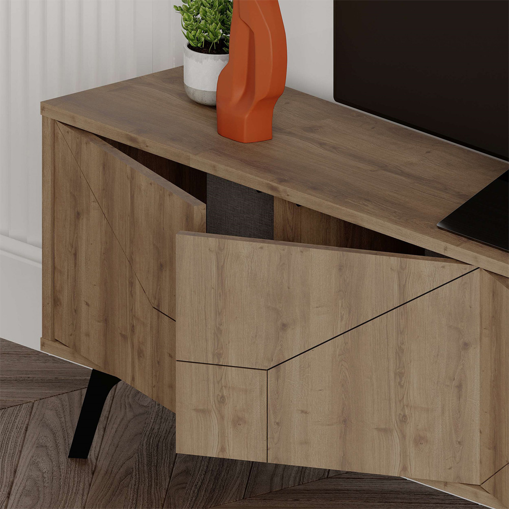 Decortie Dune Dark Oak Effect TV Stand with 4 Doors Image 3
