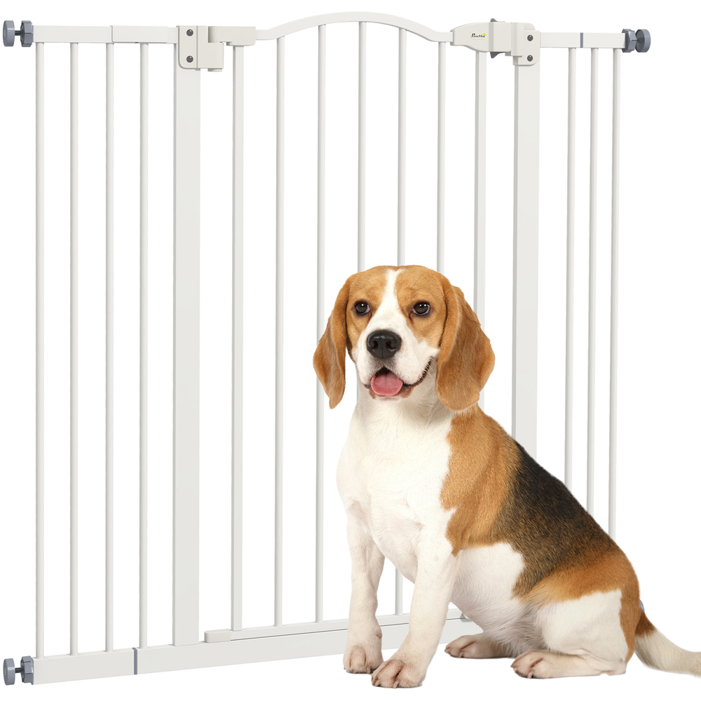 PawHut White 74-100cm Adjustable Metal Pet Safety Gate Image 3