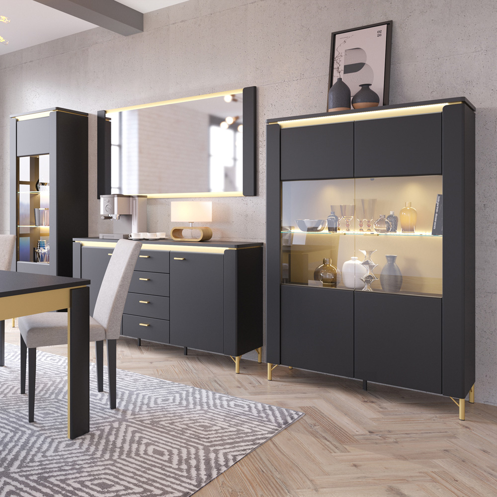 Furniture To Go Genoa Vitrin 2 Door Black Cabinet Image 6