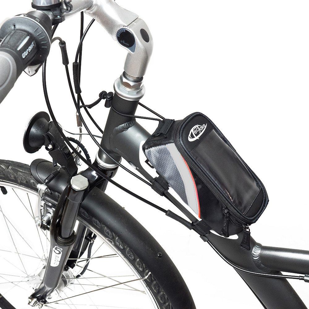 tectake Black Grey and Red Bike Phone Holder Image 8