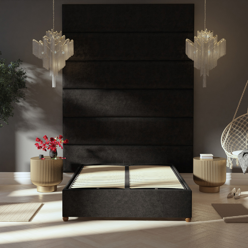 Aspire Furniture Llewelyn-Bowen Luxury Charcoal Kimiyo Linen Wall Mounted Headboard 45cm Image 6