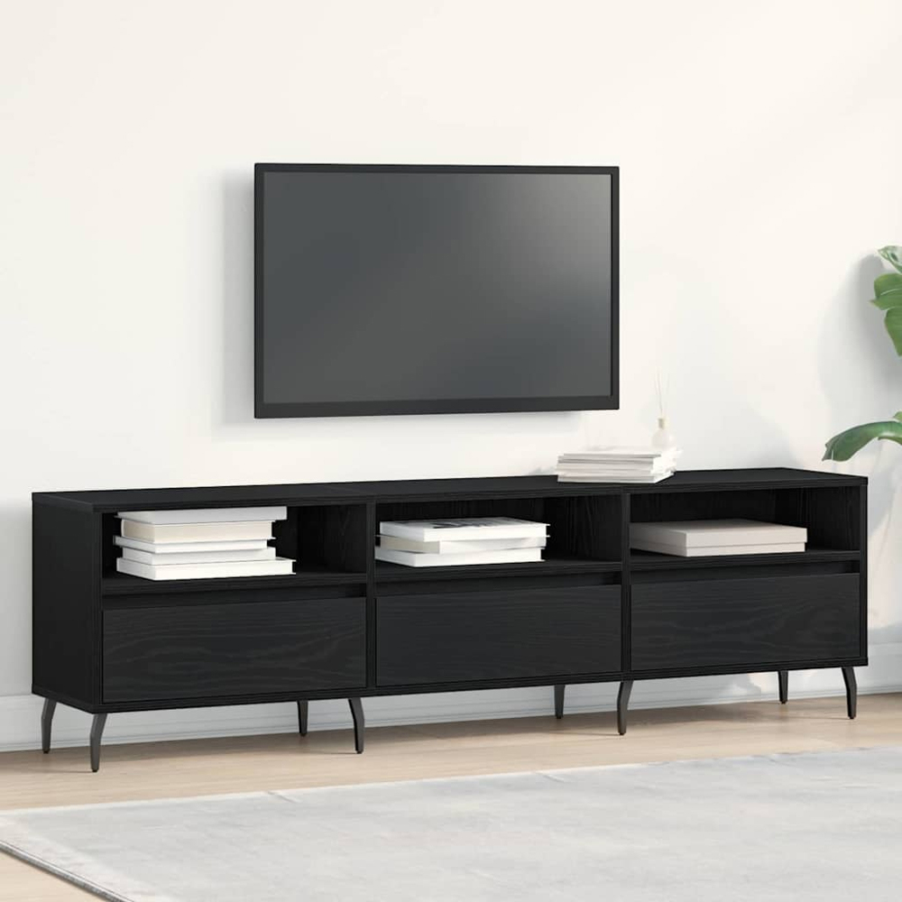 vidaXL 3 Door 3 Shelf Black Oak TV Cabinet Image 1