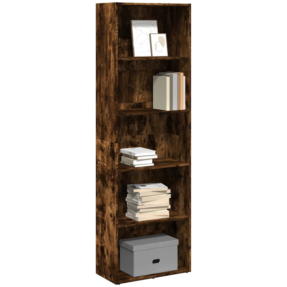 vidaXL 5 Shelf Smoked Oak Brown Bookcase Image 3