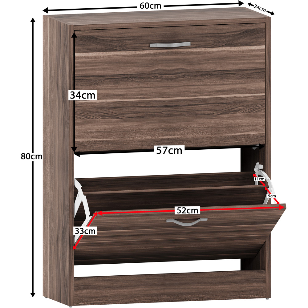 VIDA DESIGNS Walnut 2-Drawer Shoe Cabinet Rack Image 9