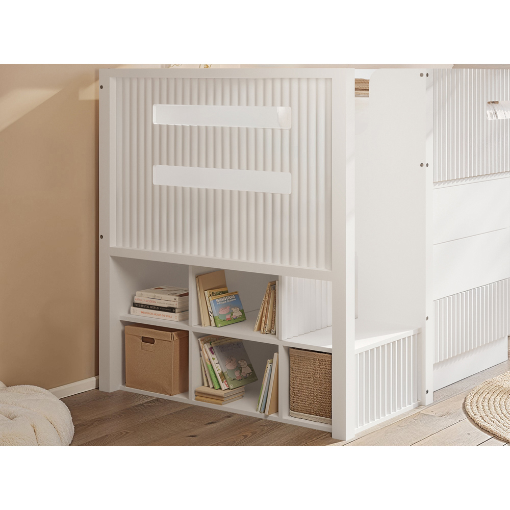 Flair Luca White Ribbed Mid Sleeper Bed with Chest and Cabinet Image 6