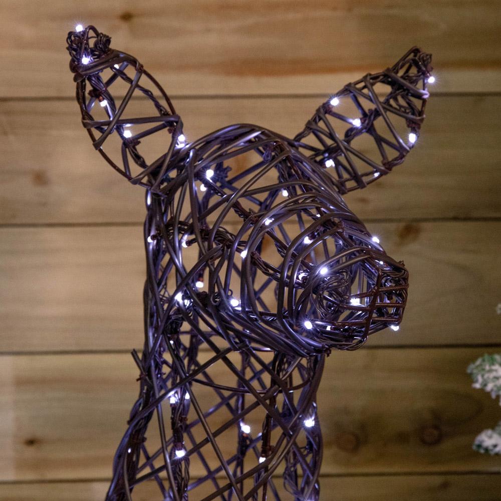 Samuel Alexander White and Warm White LED Rattan Standing Doe Christmas Decoration 130cm Image 3