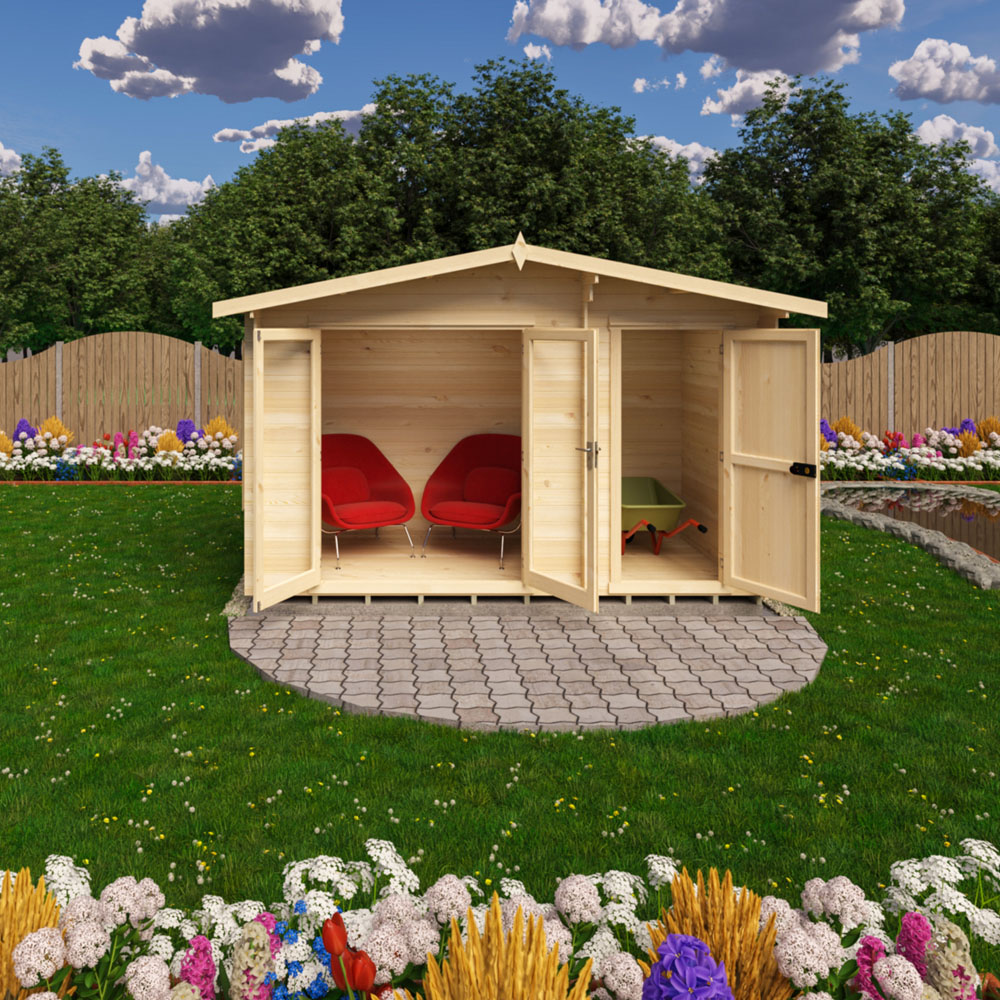 Shire Spalding 12 x 6ft Dual-Purpose Apex Garden Log Cabin with Integral Storage Image 4