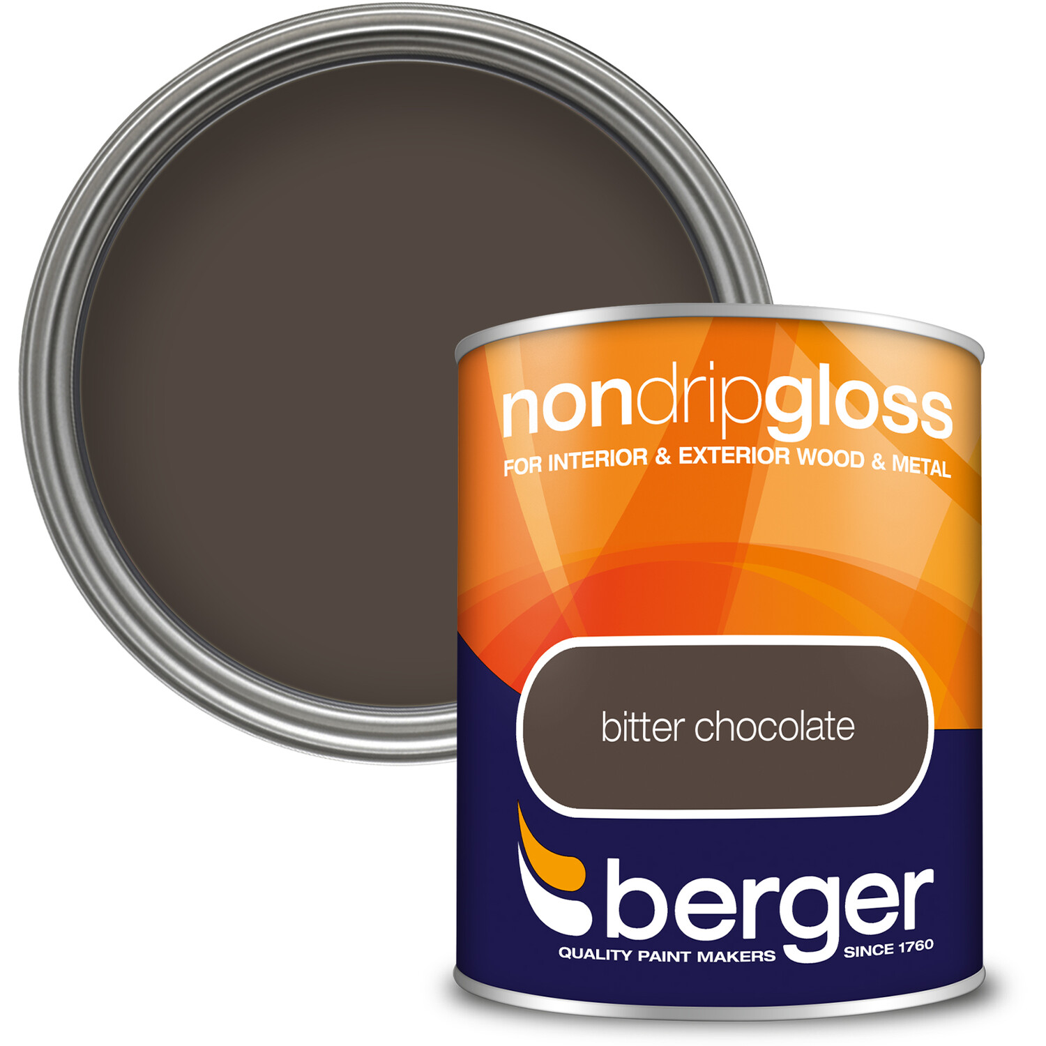 Berger Wood and Metal Bitter Chocolate Non Drip Gloss Paint 750ml Image 1